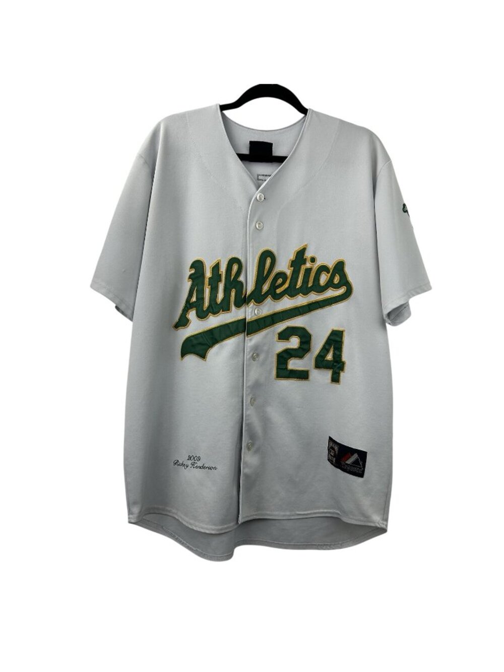 Rickey Henderson Oakland MLB Jersey Men’s XL 2009 Athletics Majestic Cooperstown
